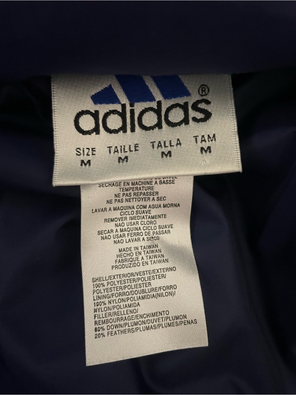 Adidas Vintage 90s ClimaWarm Down Puffer Jacket Blue Coat Jacket Men’s Medium - Picture 2 of 5